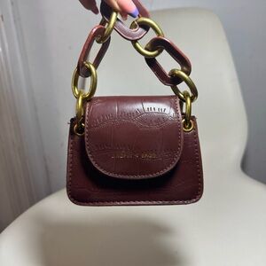 Chic Burgundy Mini Bag with Gold Chain